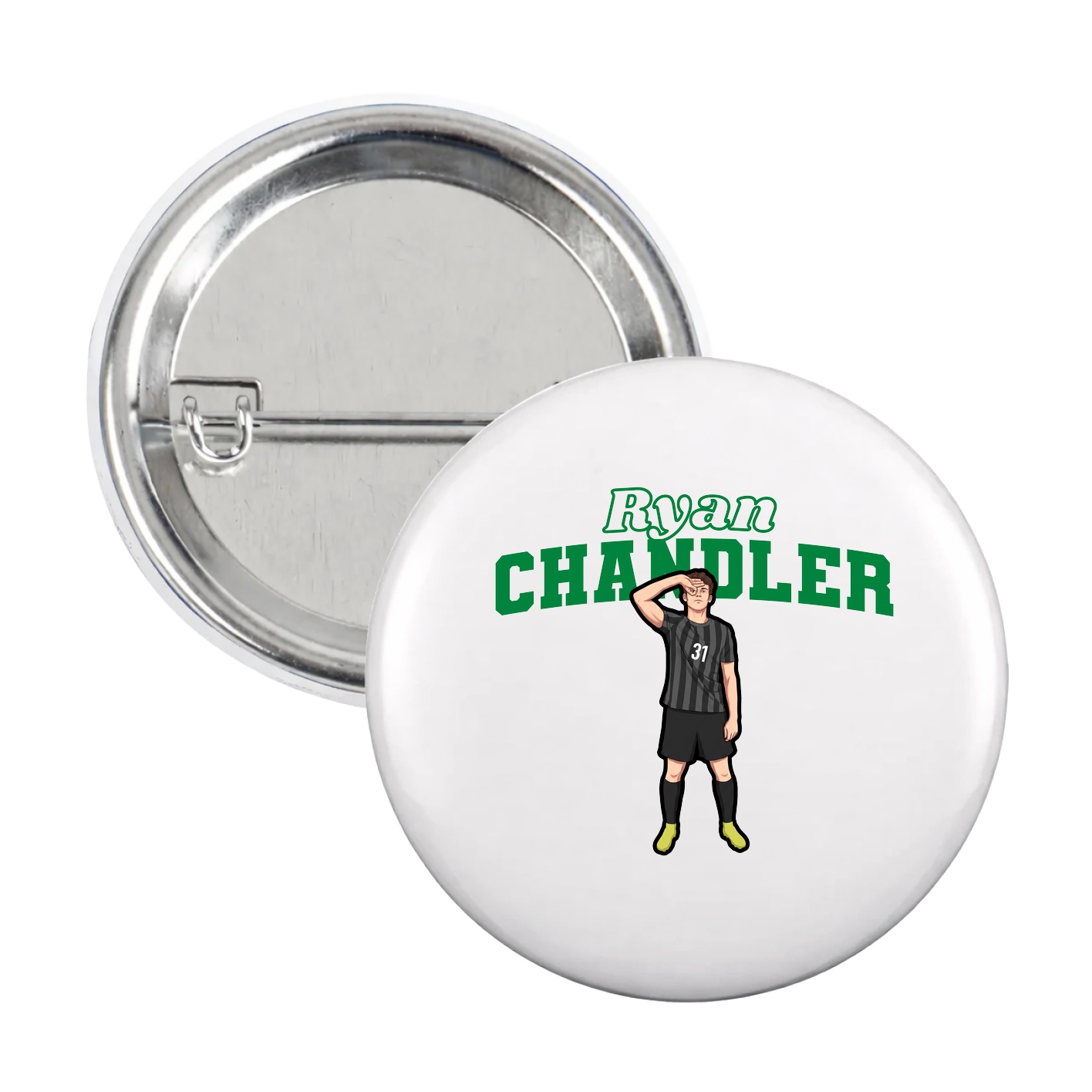 Game Day Button — Name Arch in White