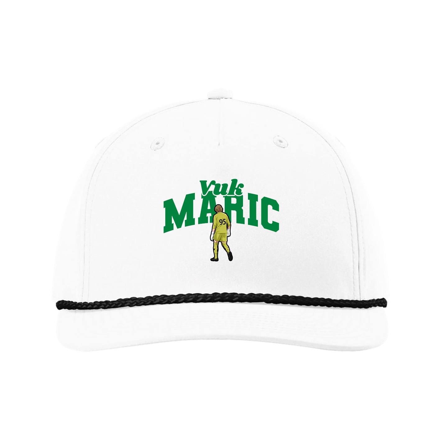 Five-Panel Classic Rope Cap — Signature Arch in White