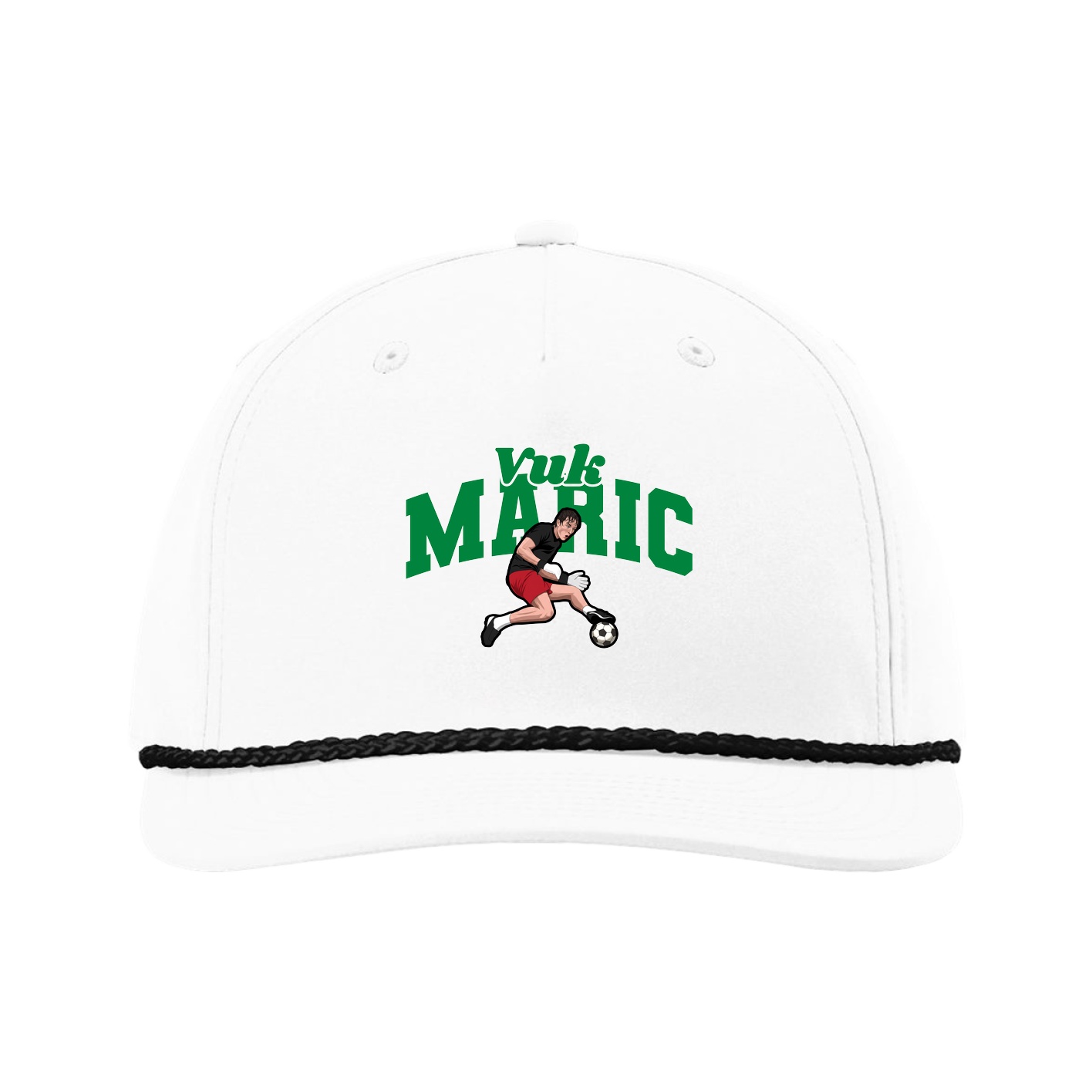 Five-Panel Classic Rope Cap — Signature Arch in White