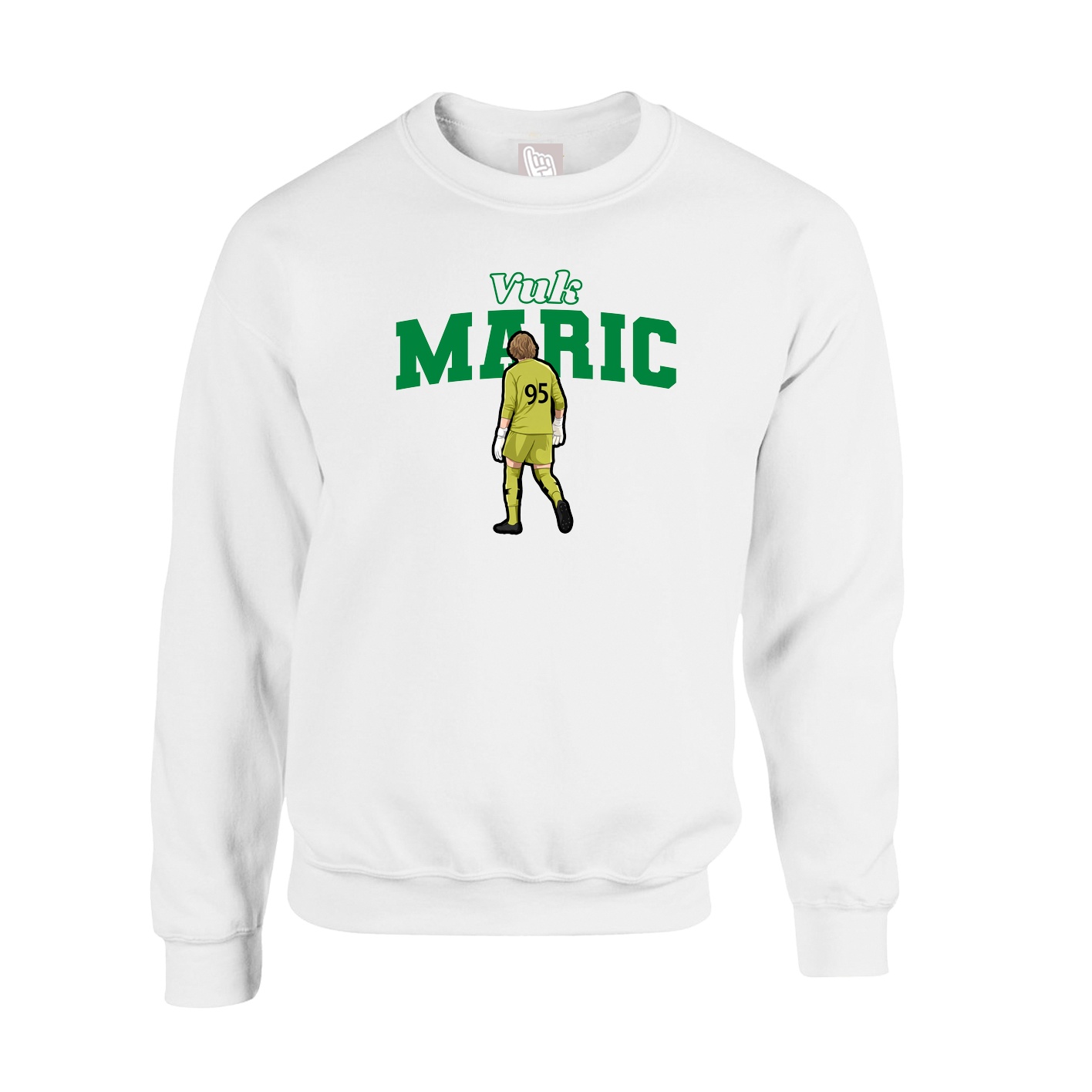 Fleece Crew — Name Arch in White