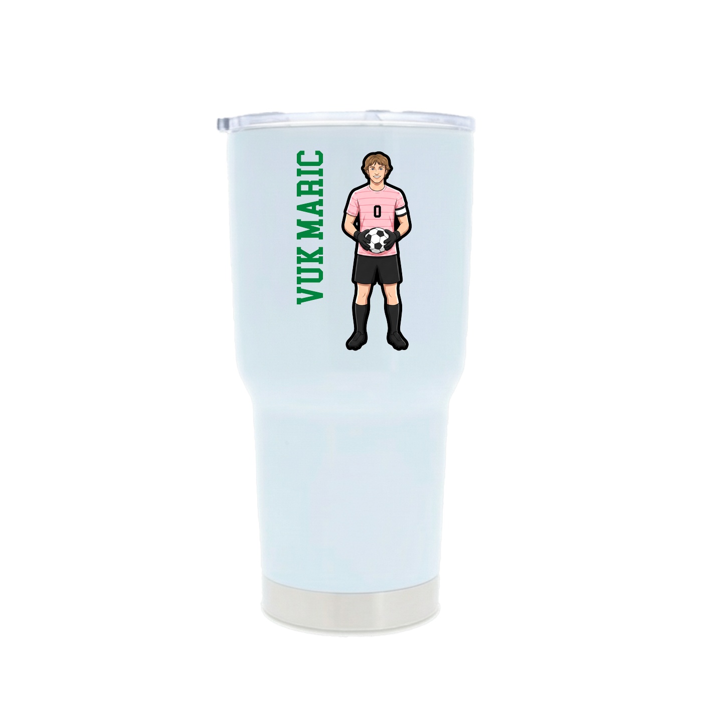 30oz Stainless Steel Tumbler — Name Vertical in White
