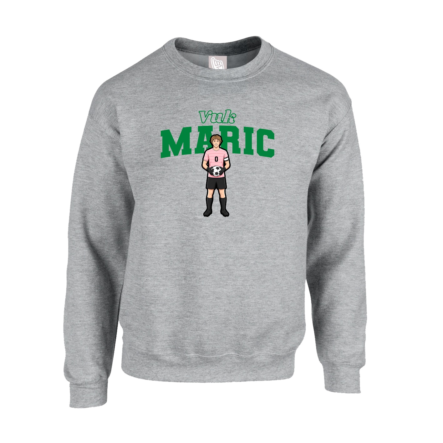 Fleece Crew — Name Arch in Grey