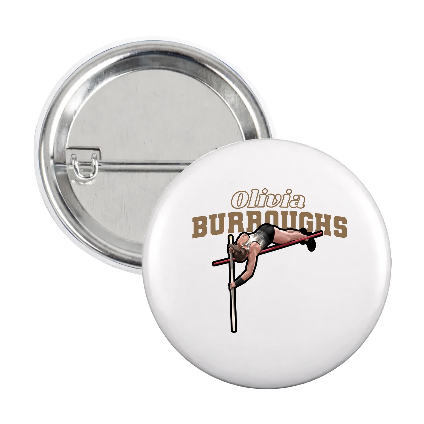 Game Day Button — Name Arch in White