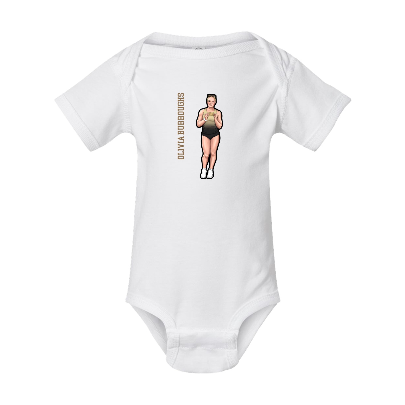 Baby Onesie — Name Vertical in White