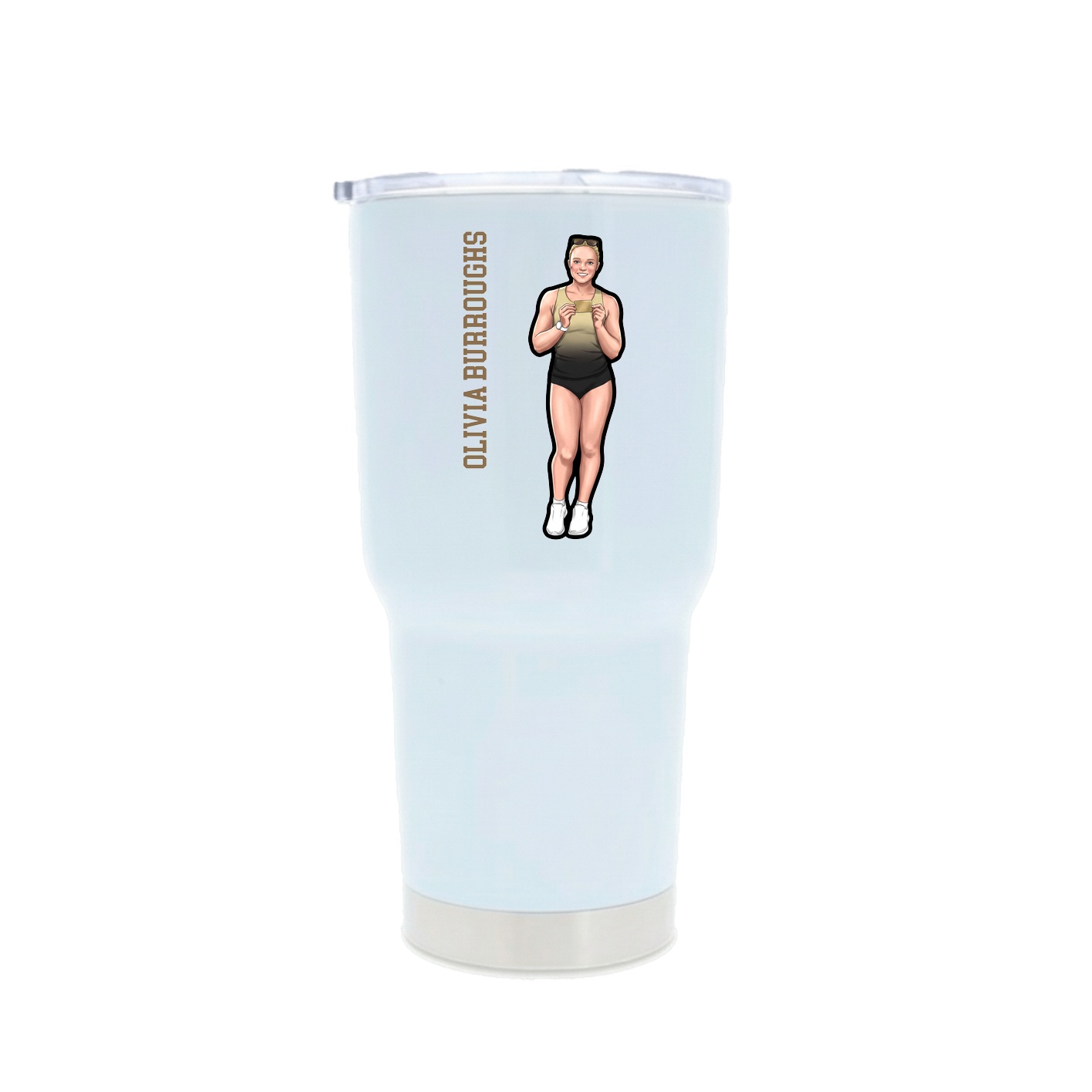 30oz Stainless Steel Tumbler — Name Vertical in White