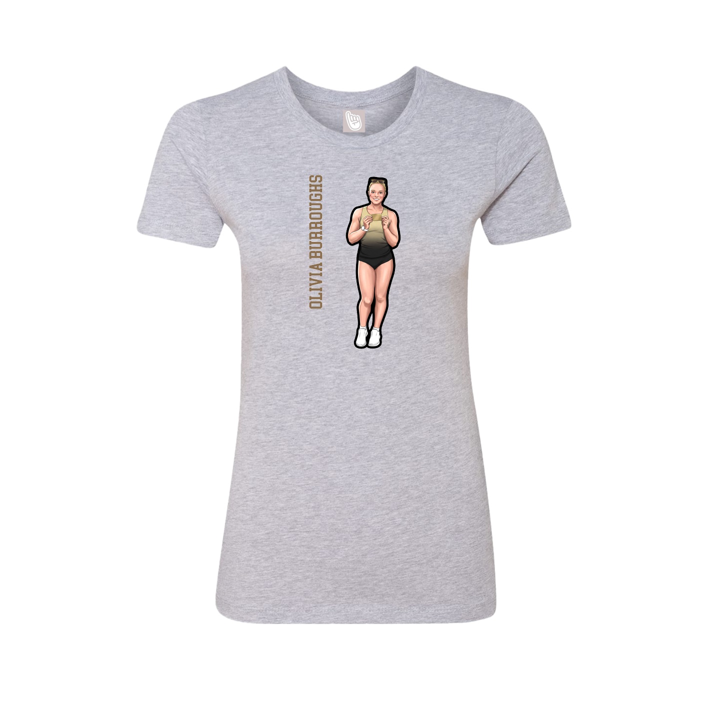 Fitted Women's Tee — Name Vertical in Grey