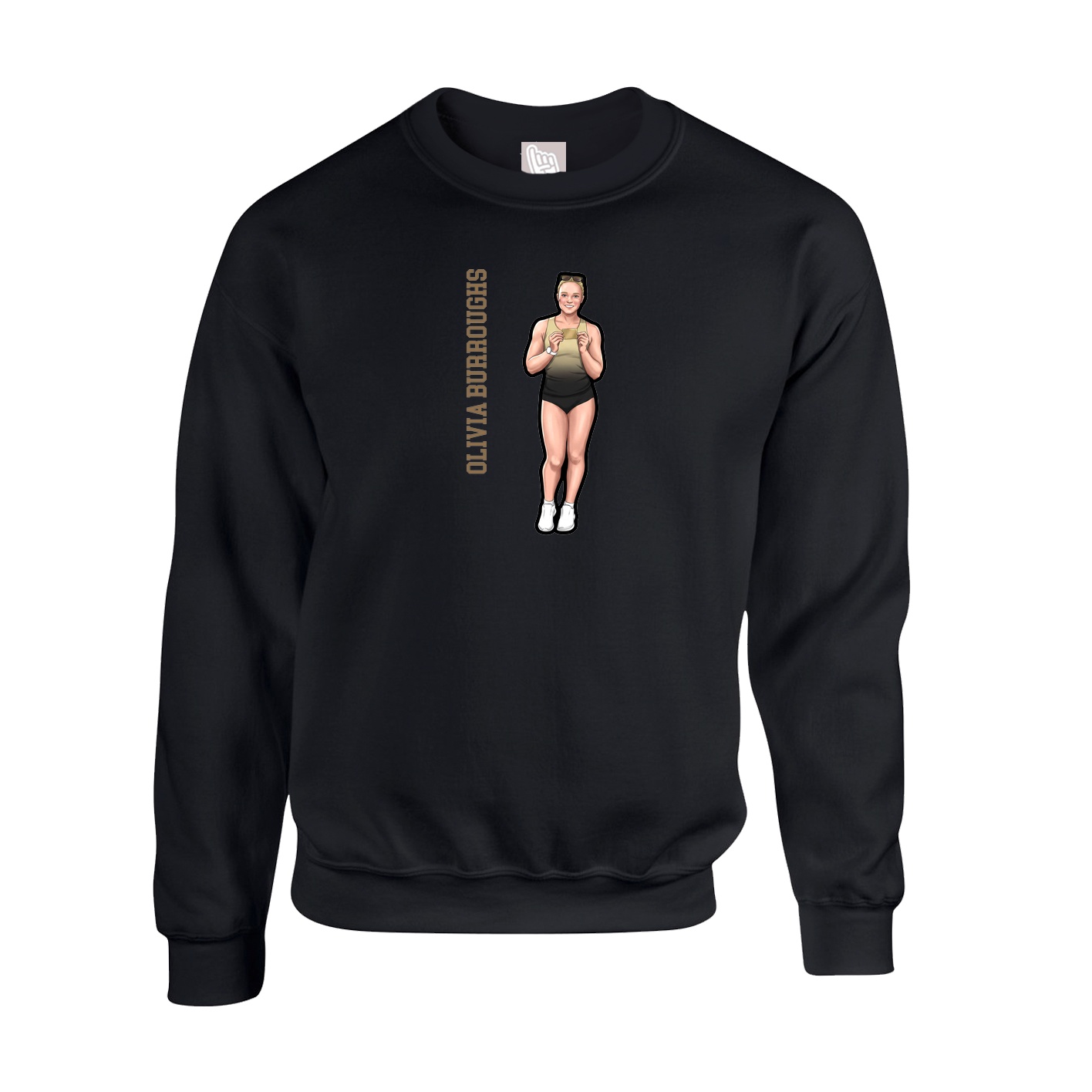 Fleece Crew — Name Vertical in Black