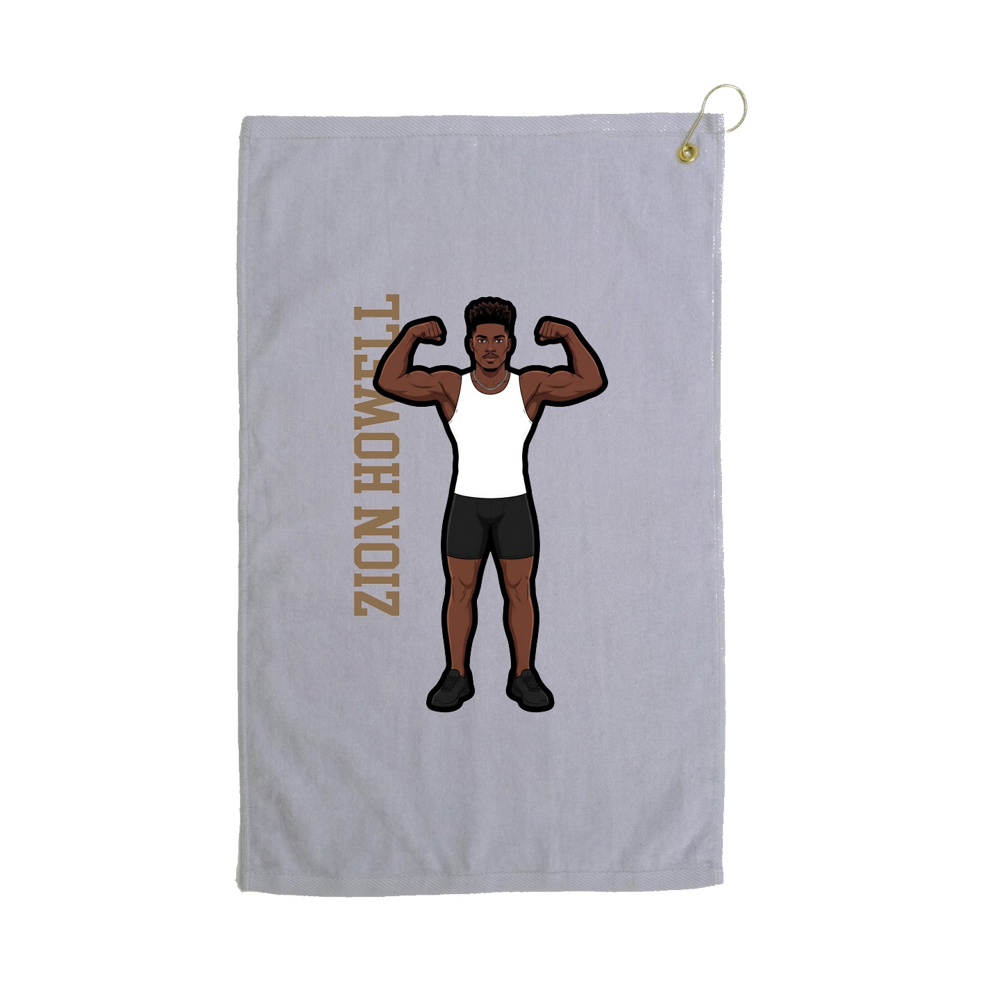 Golf Towel — Name Vertical in Grey