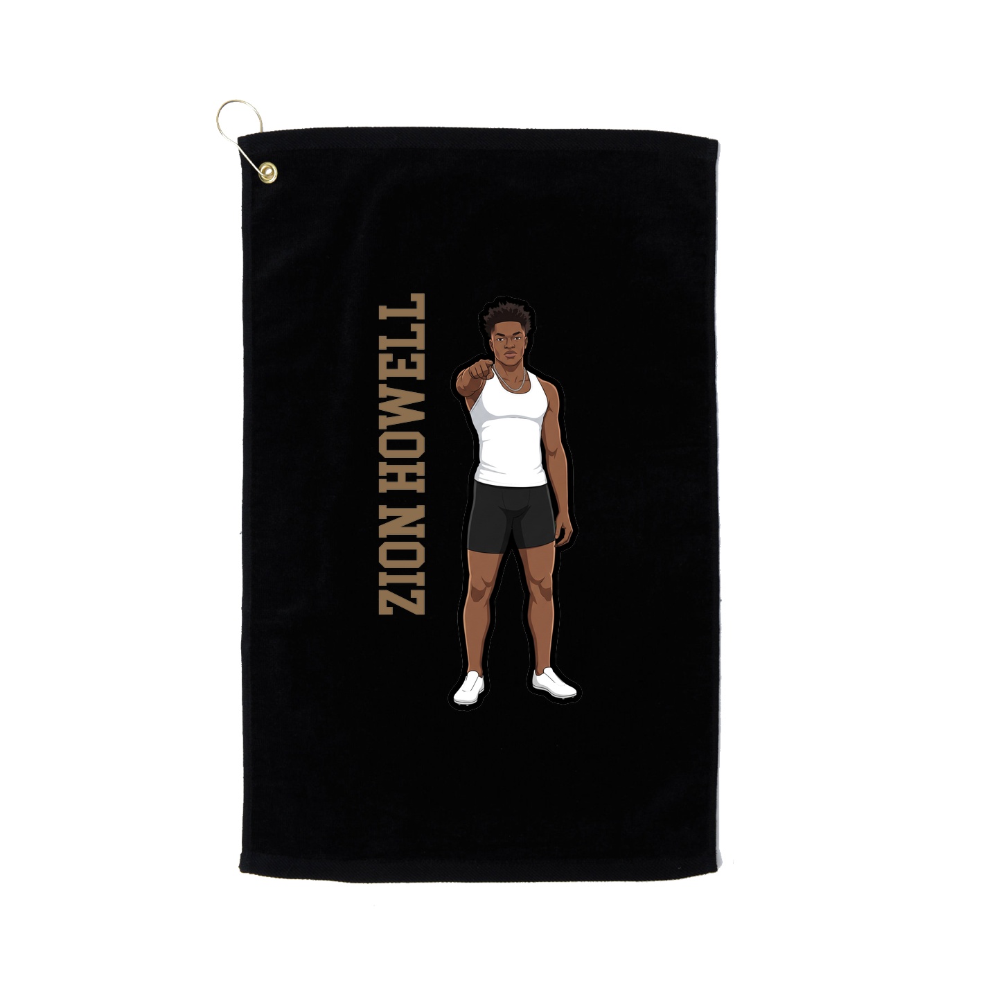 Golf Towel — Name Vertical in Black
