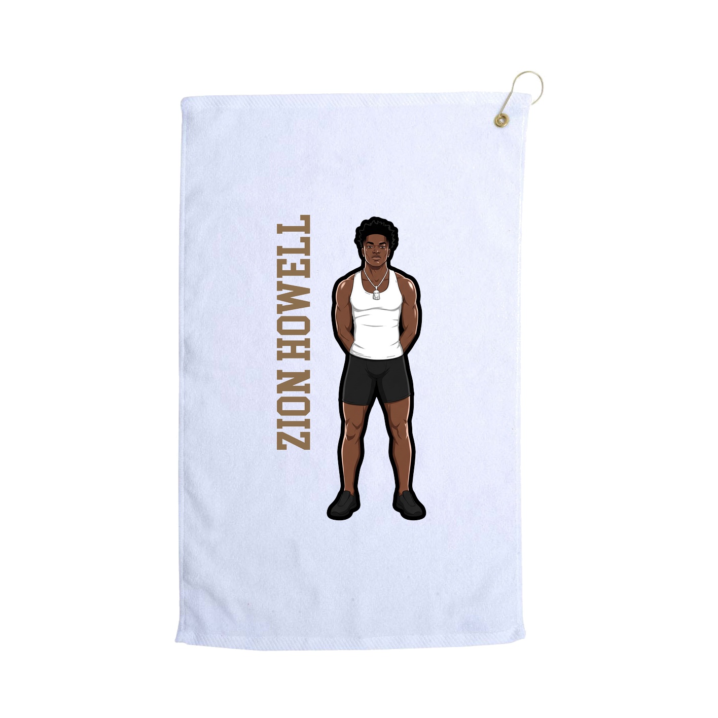 Golf Towel — Name Vertical in White