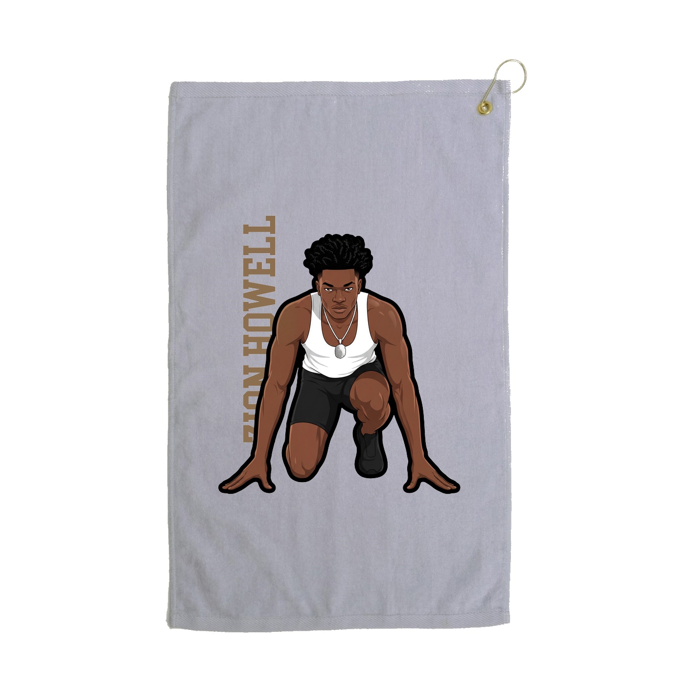 Golf Towel — Name Vertical in Grey
