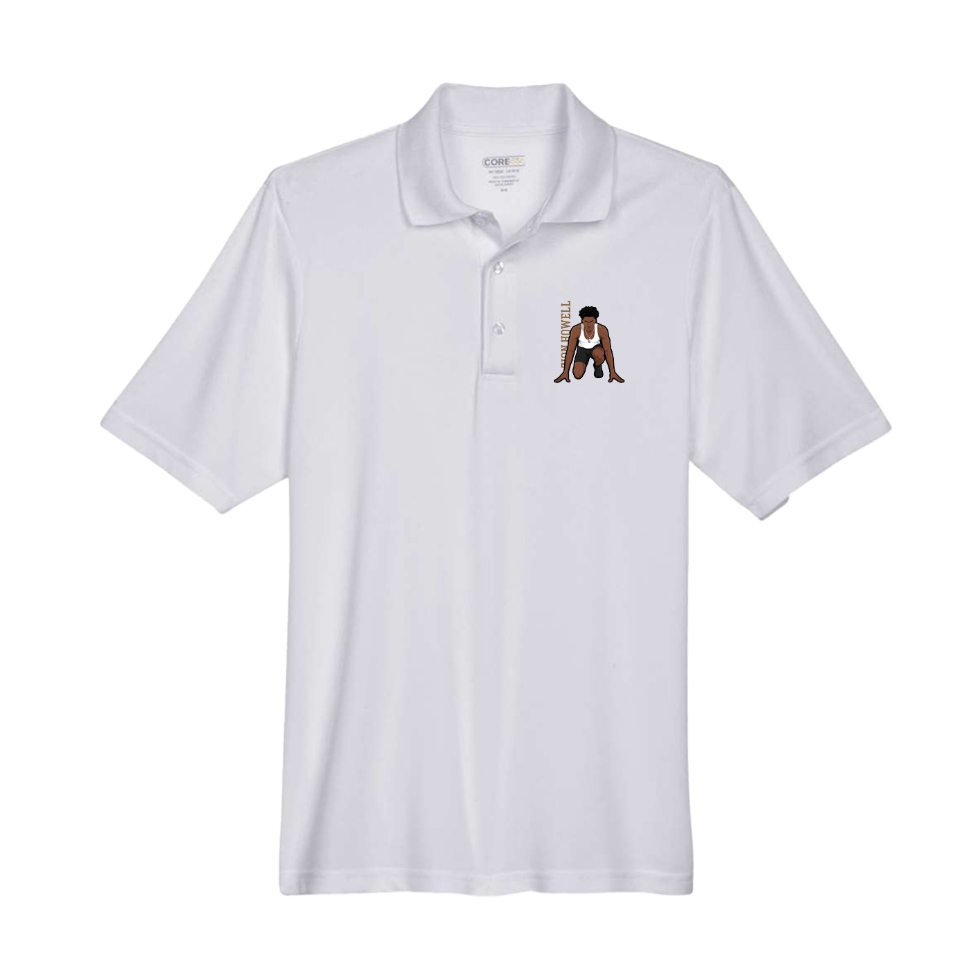 Performance Polo — Name Vertical in Grey