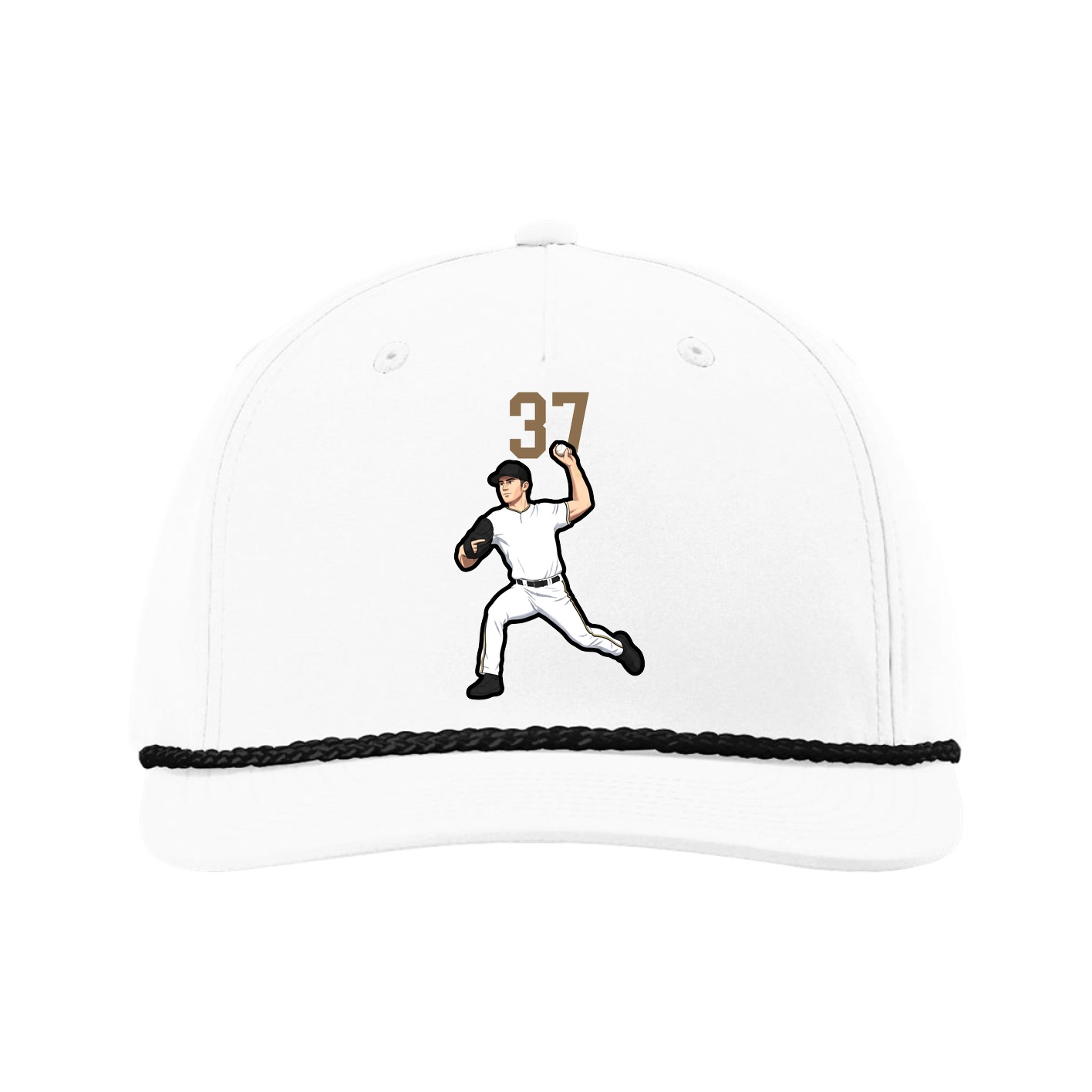 Five-Panel Classic Rope Cap — Number Top in White