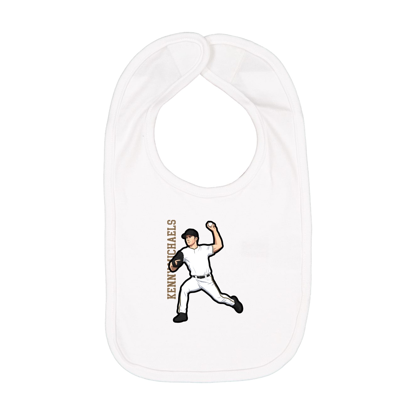 Infant Bib — Name Vertical in White