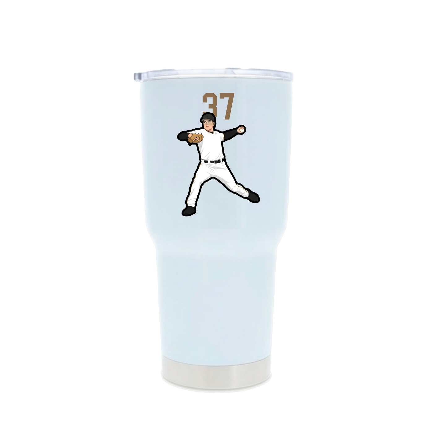 30oz Stainless Steel Tumbler — Number Top in White