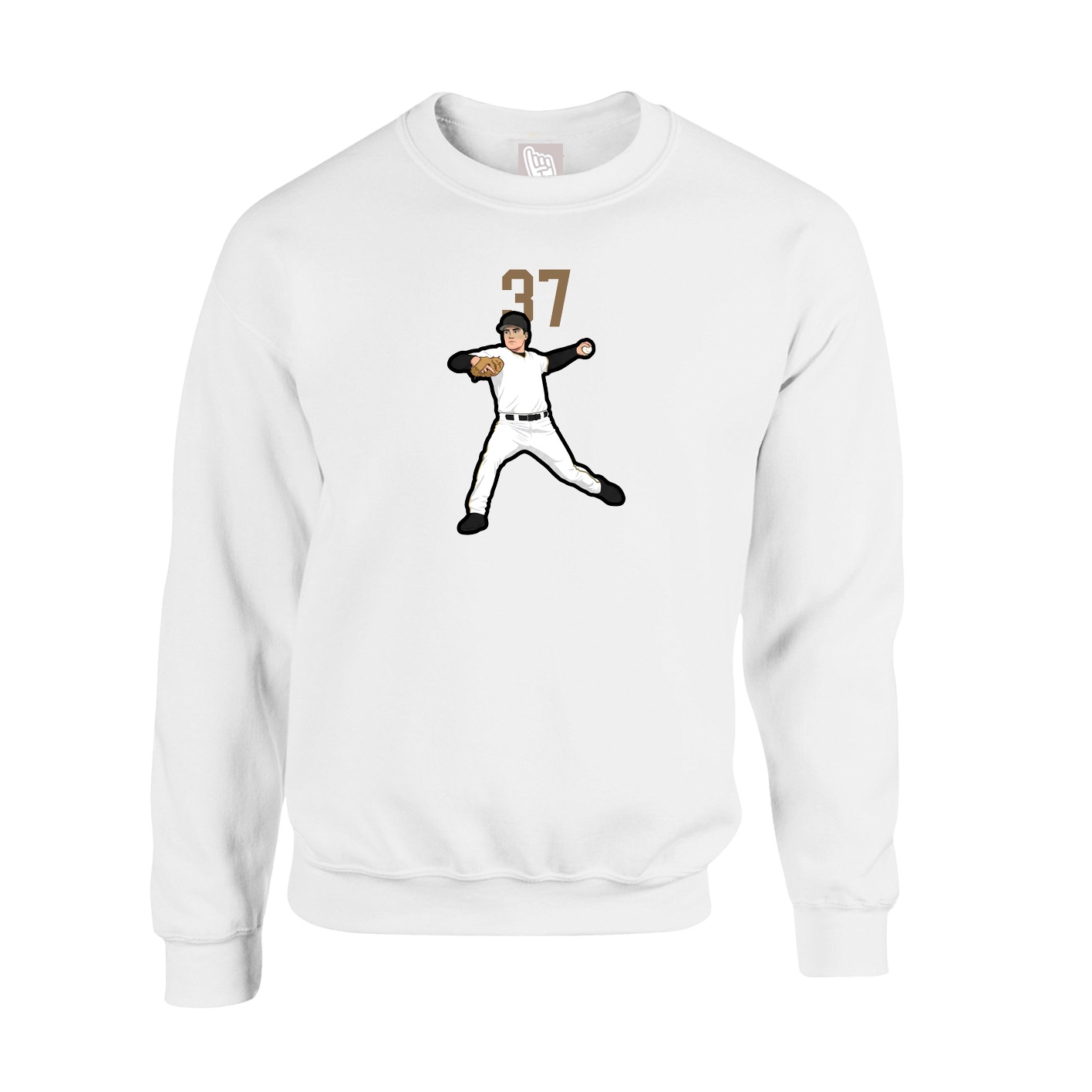 Fleece Crew — Number Top in White