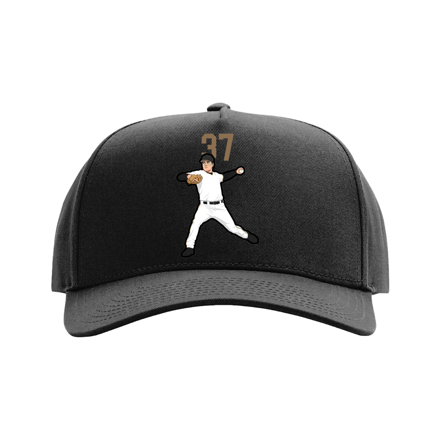Full Fabric Five-Panel Champ Cap — Number Top in Black