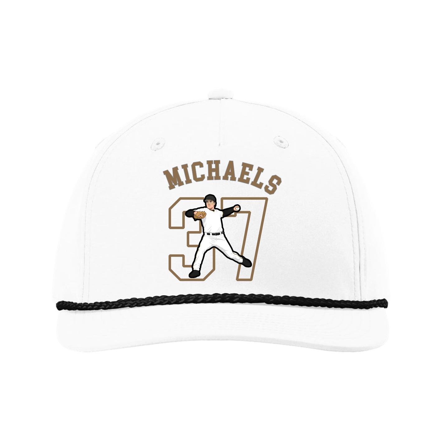 Five-Panel Classic Rope Cap — Shirsey Arch in White