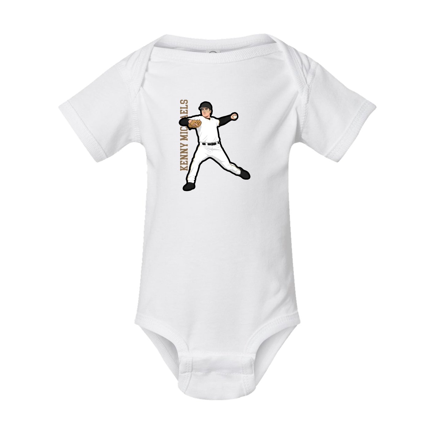 Baby Onesie — Name Vertical in White