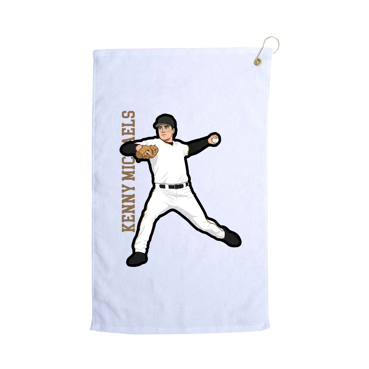 Golf Towel — Name Vertical in White