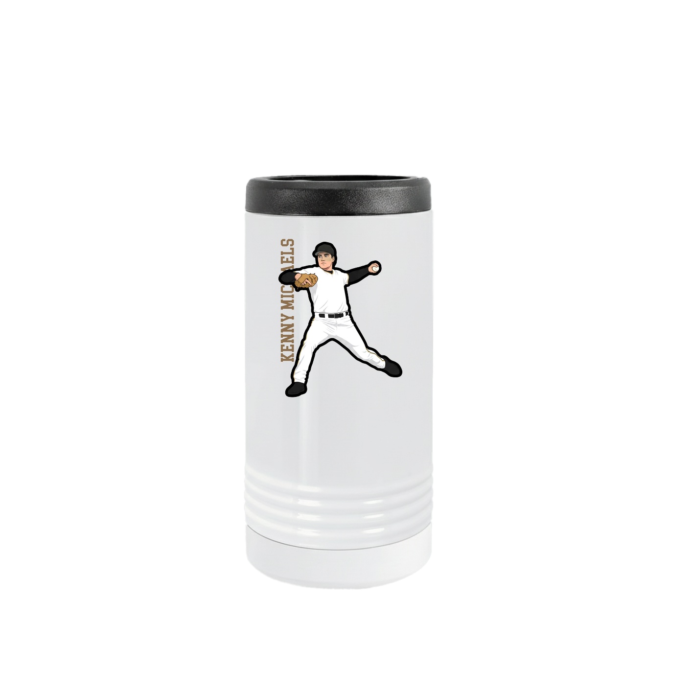 Slim Beverage Holder — Name Vertical in White