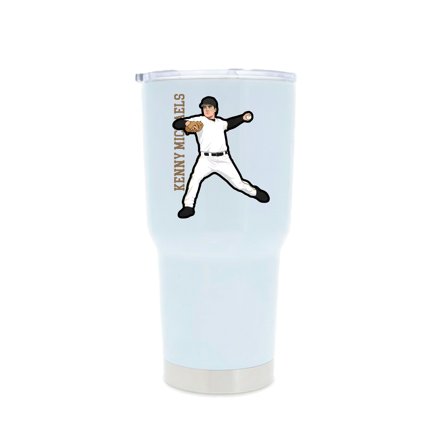 30oz Stainless Steel Tumbler — Name Vertical in White
