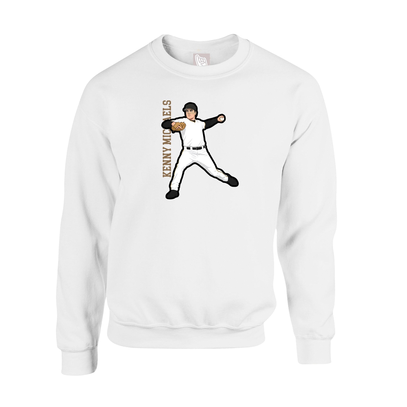 Fleece Crew — Name Vertical in White