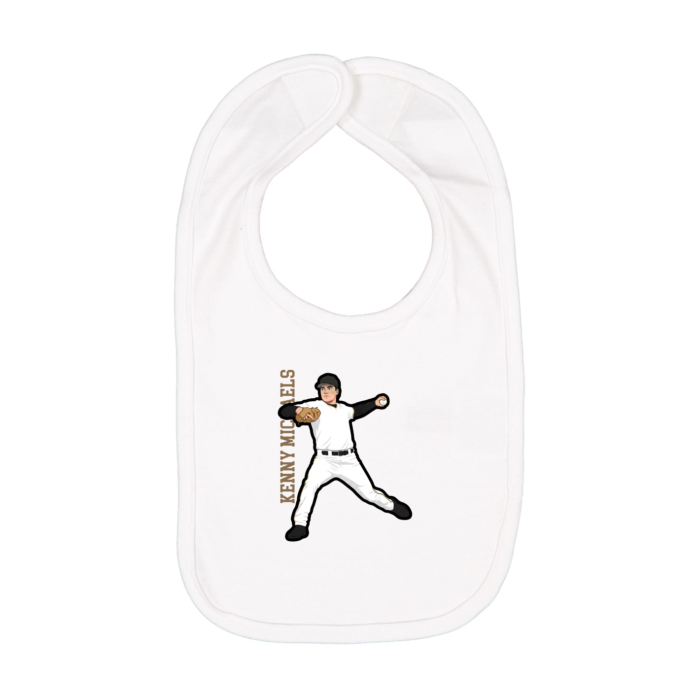Infant Bib — Name Vertical in White