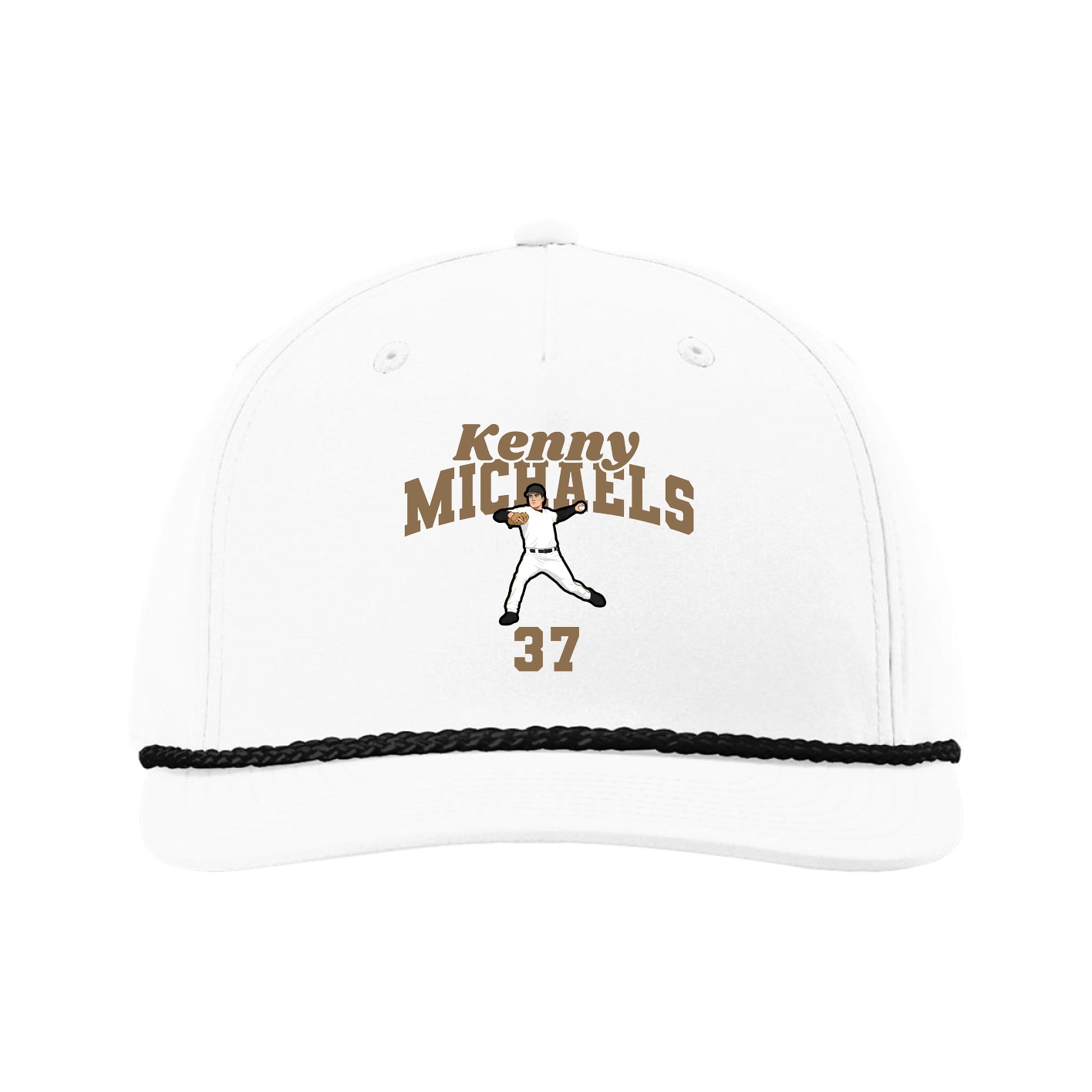 Five-Panel Classic Rope Cap — Signature Arch in White
