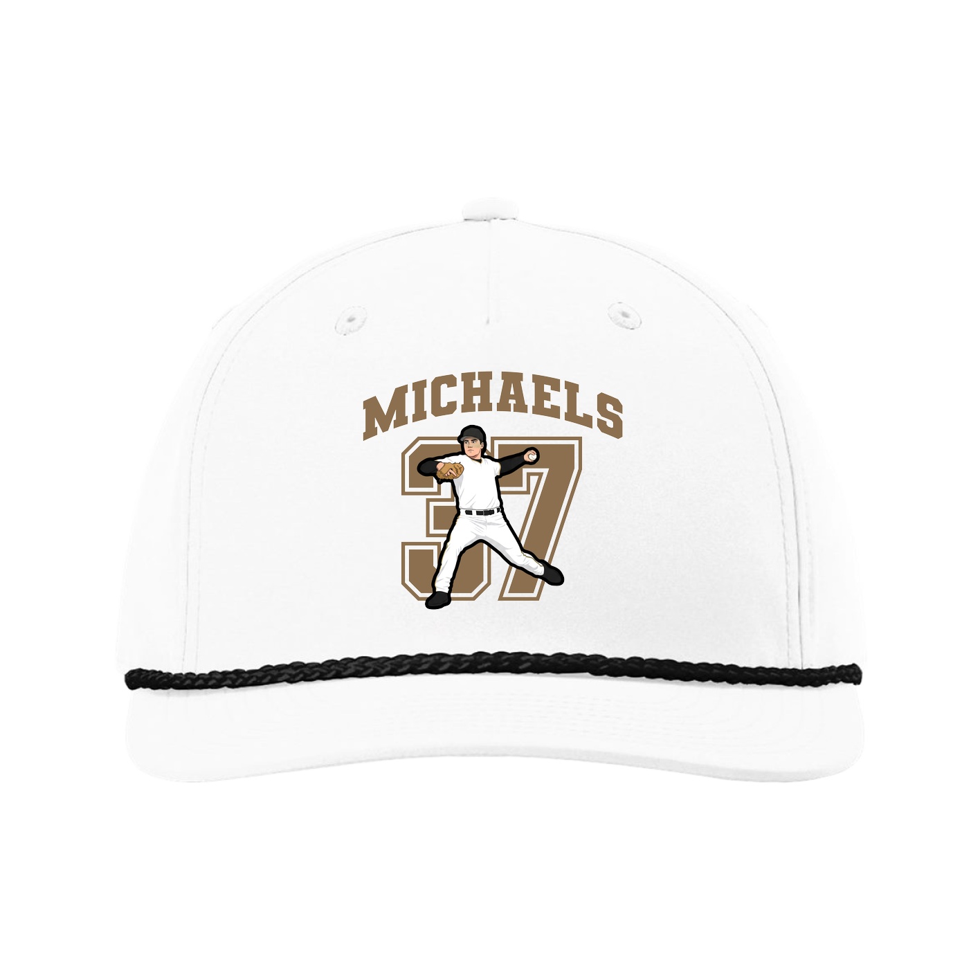Five-Panel Classic Rope Cap — Number in White