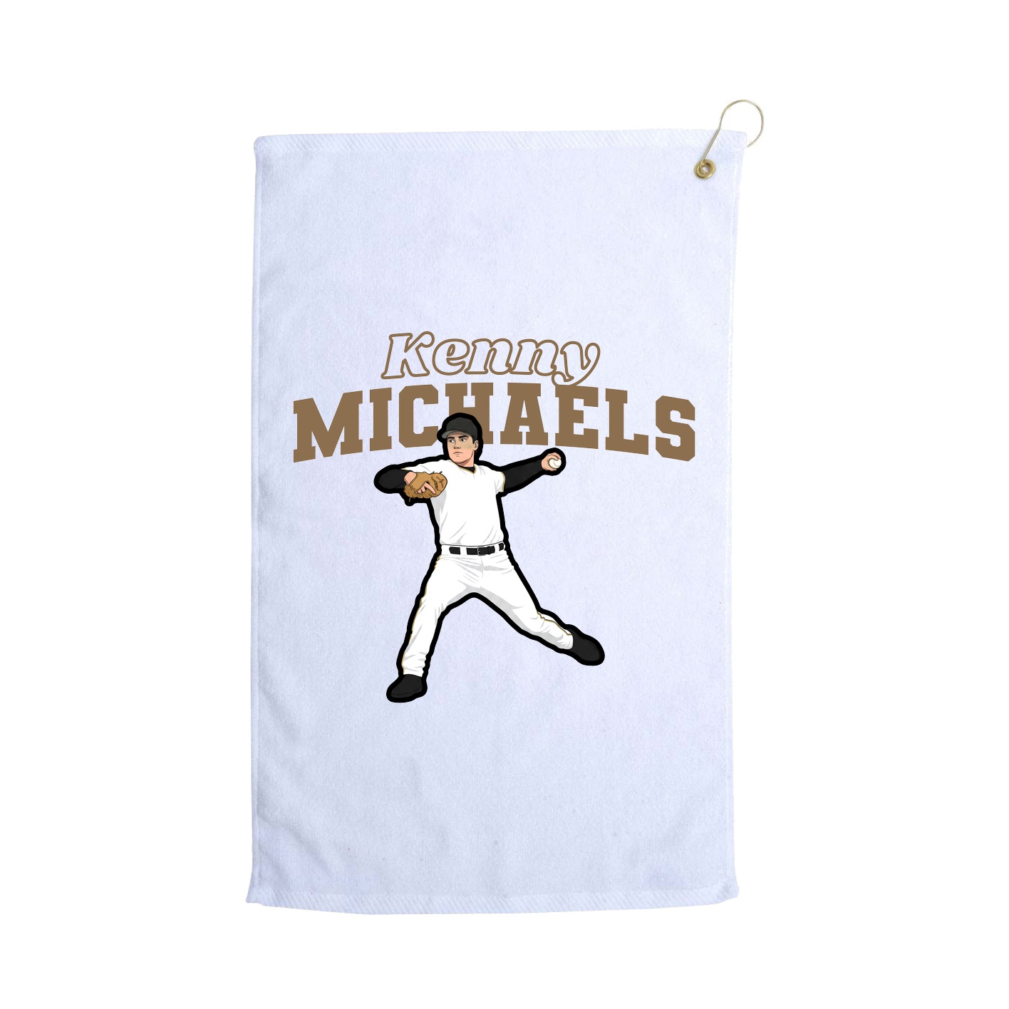 Golf Towel — Name Arch in White