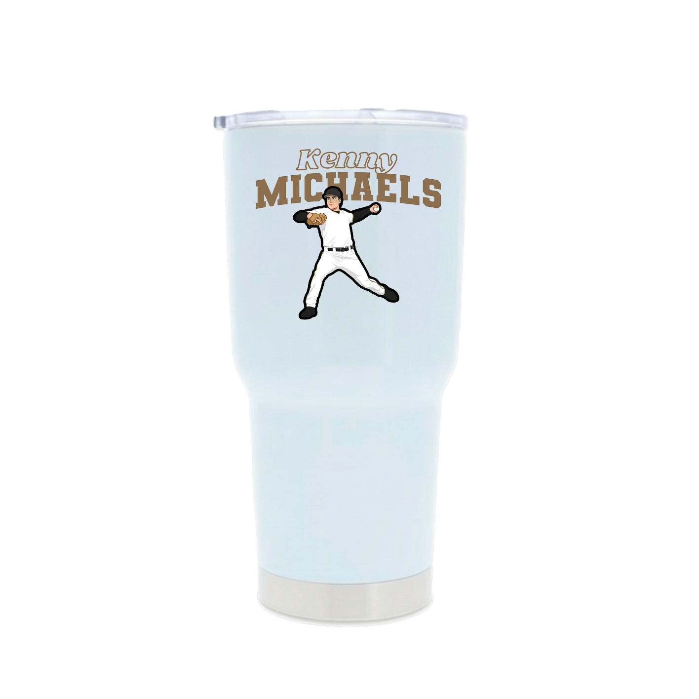 30oz Stainless Steel Tumbler — Name Arch in White