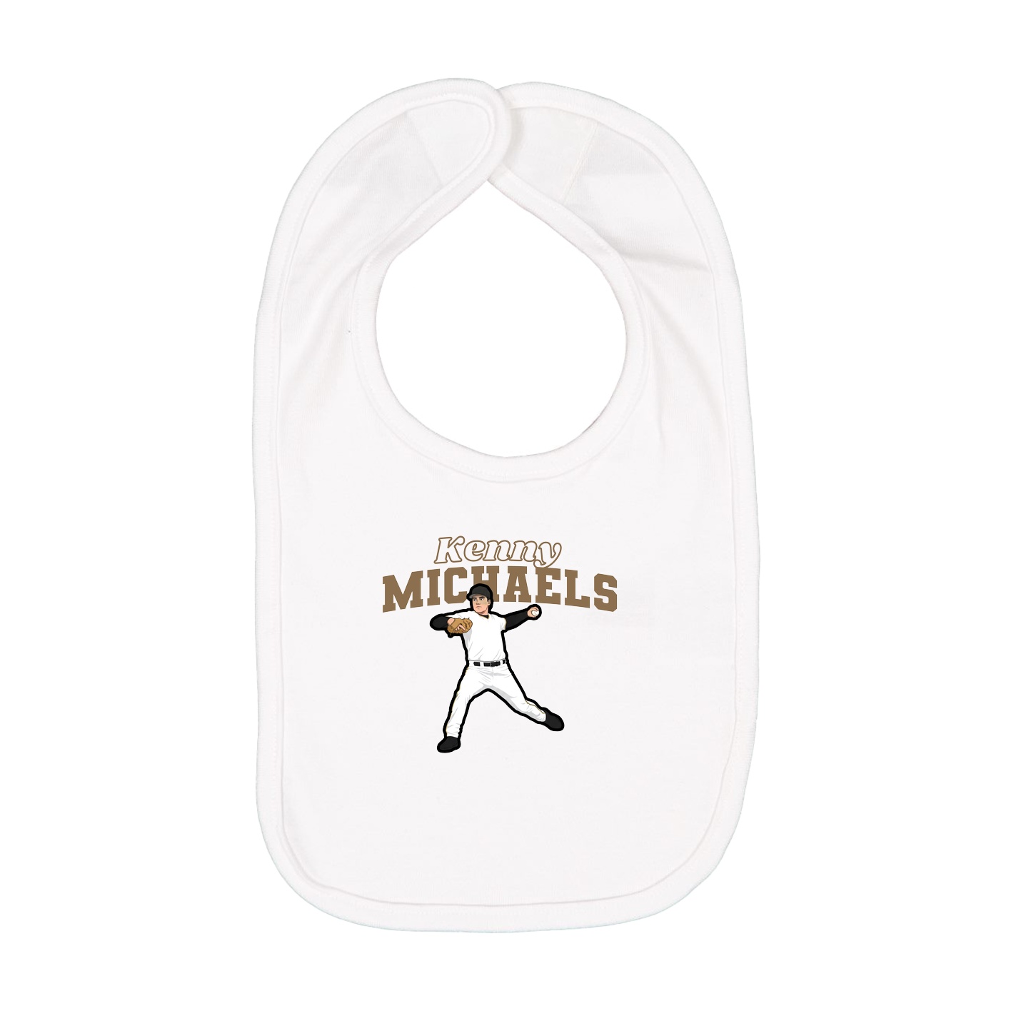 Infant Bib — Name Arch in White