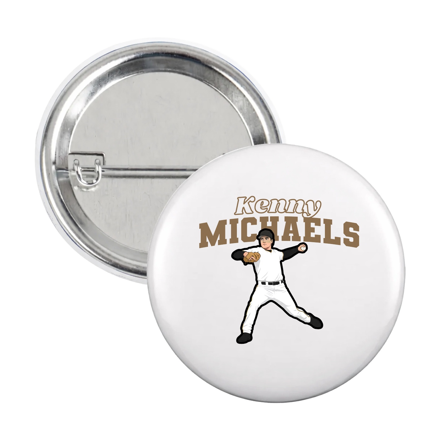 Game Day Button — Name Arch in White