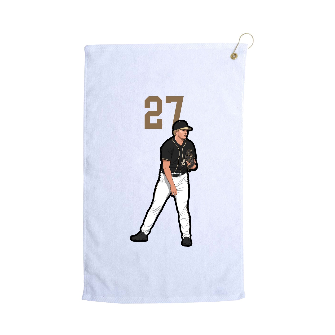 Golf Towel — Number Top in White