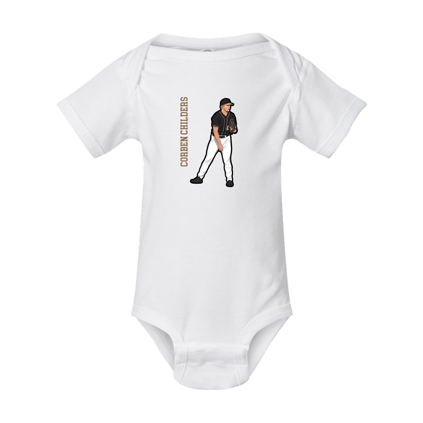 Baby Onesie — Name Vertical in White