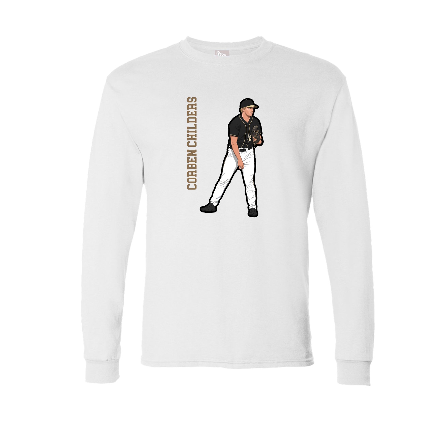Long Sleeve Tee — Name Vertical in White