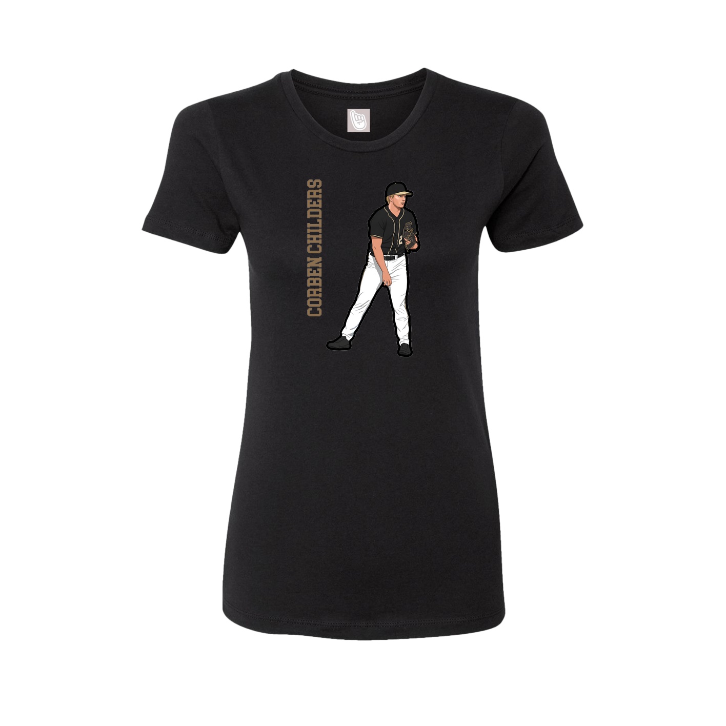 Fitted Women's Tee — Name Vertical in Black