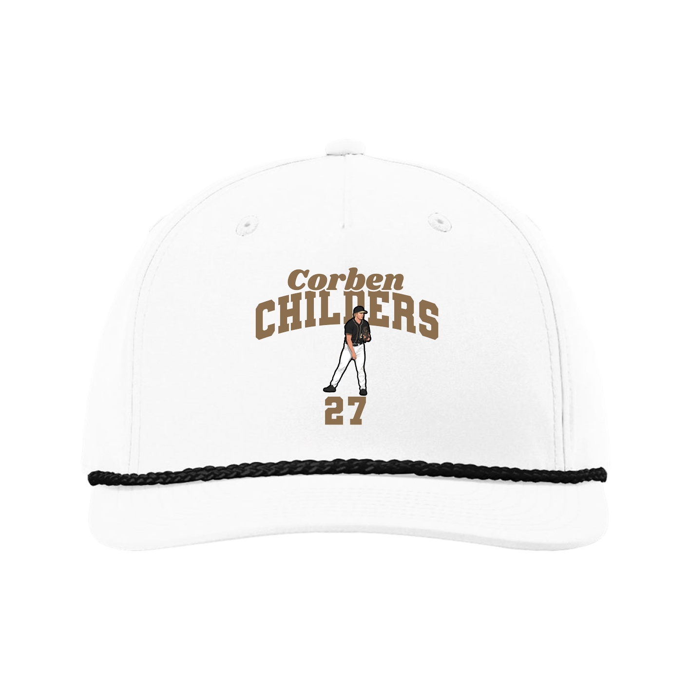 Five-Panel Classic Rope Cap — Signature Arch in White