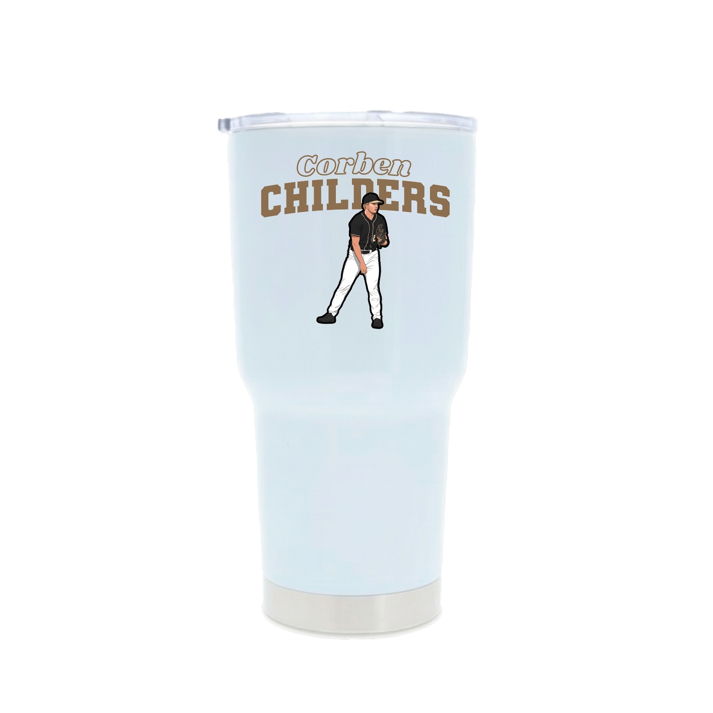 30oz Stainless Steel Tumbler — Name Arch in White