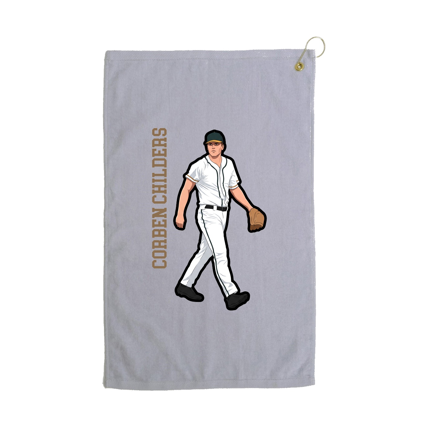 Golf Towel — Name Vertical in Grey