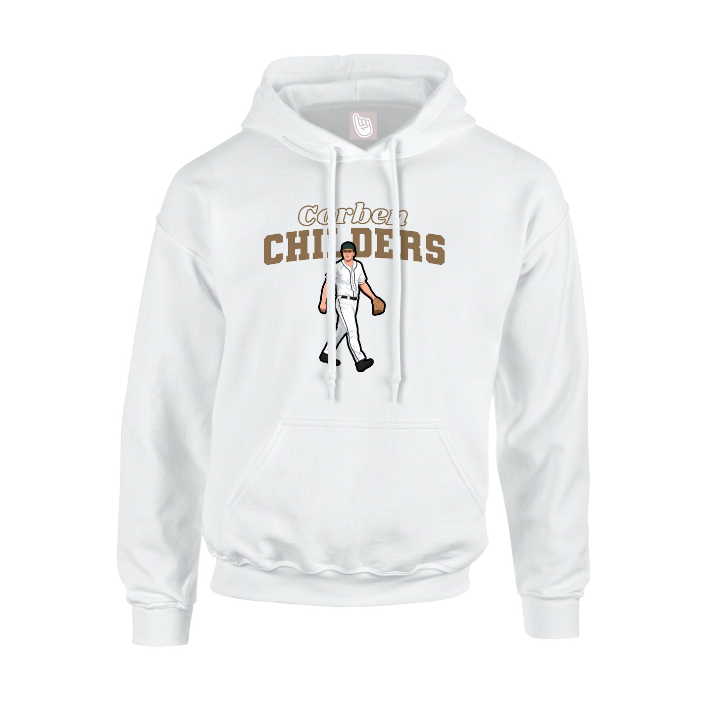 Youth Hoodie — Name Arch in White