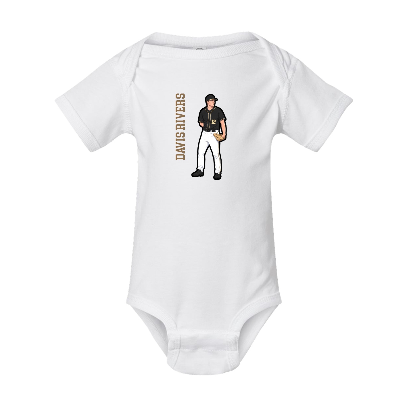 Baby Onesie — Name Vertical in White