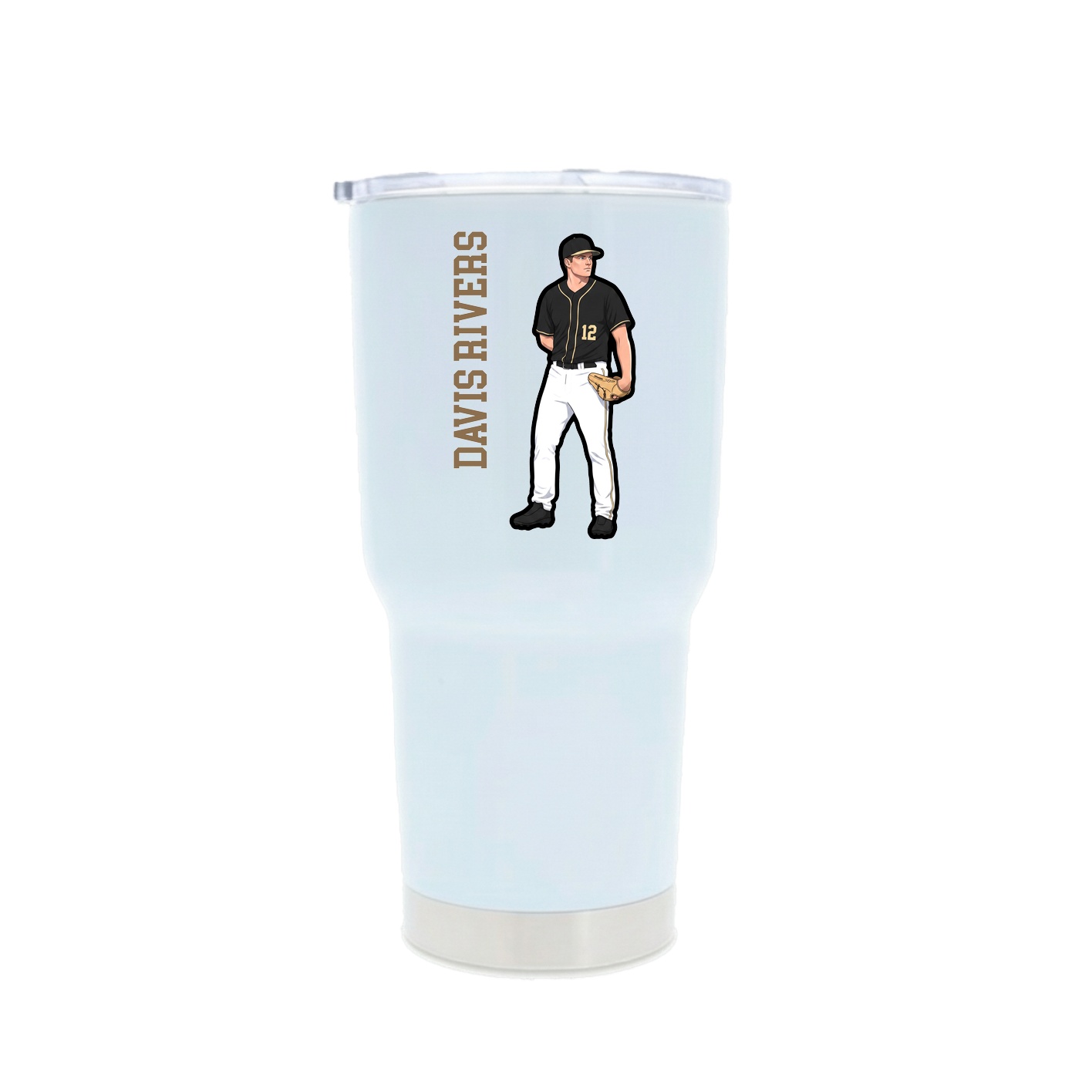 30oz Stainless Steel Tumbler — Name Vertical in White