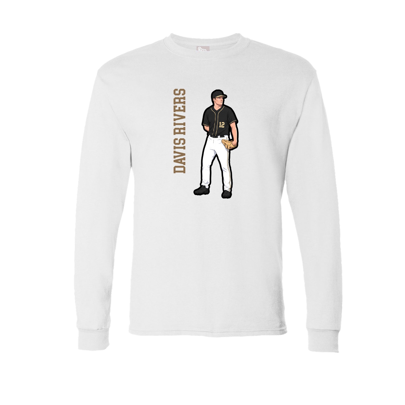 Long Sleeve Tee — Name Vertical in White