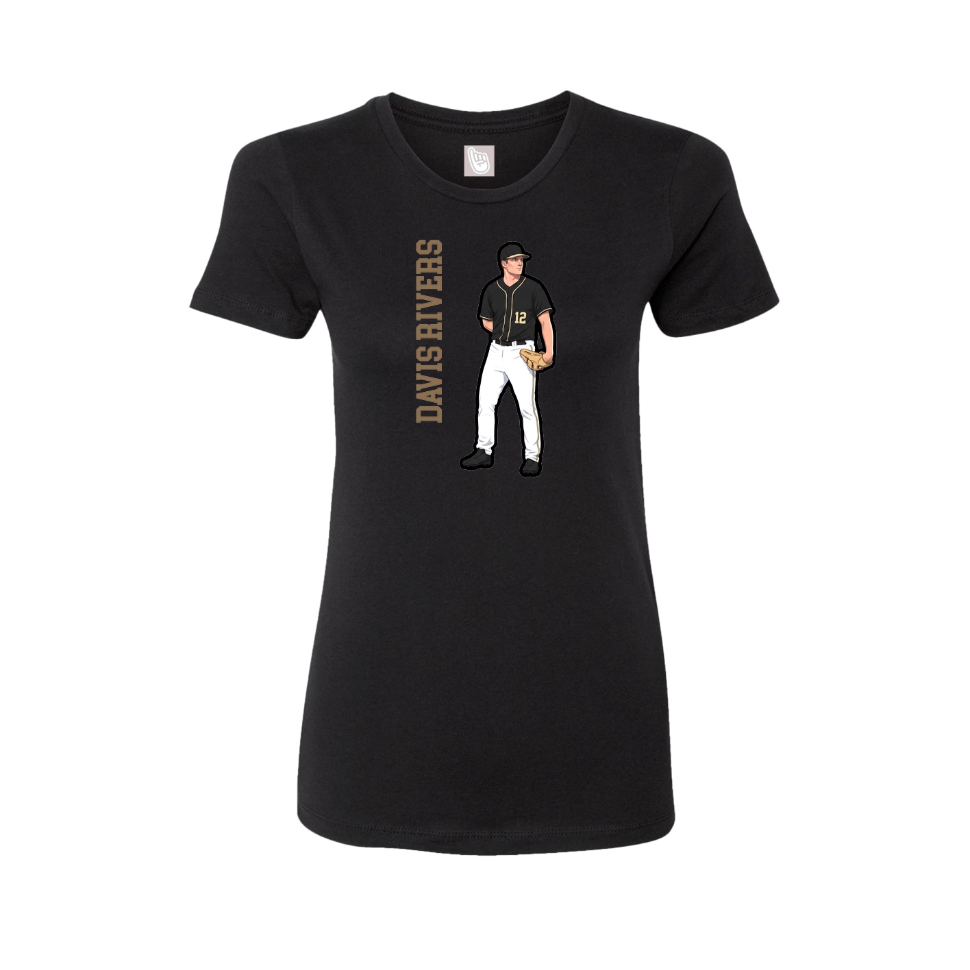 Fitted Women's Tee — Name Vertical in Black