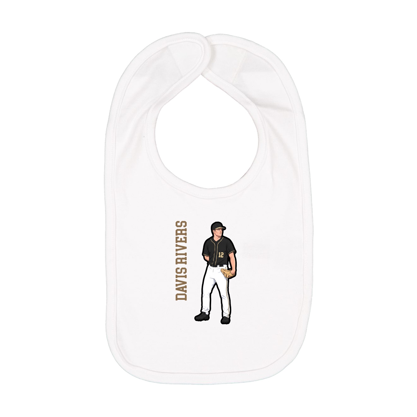 Infant Bib — Name Vertical in White