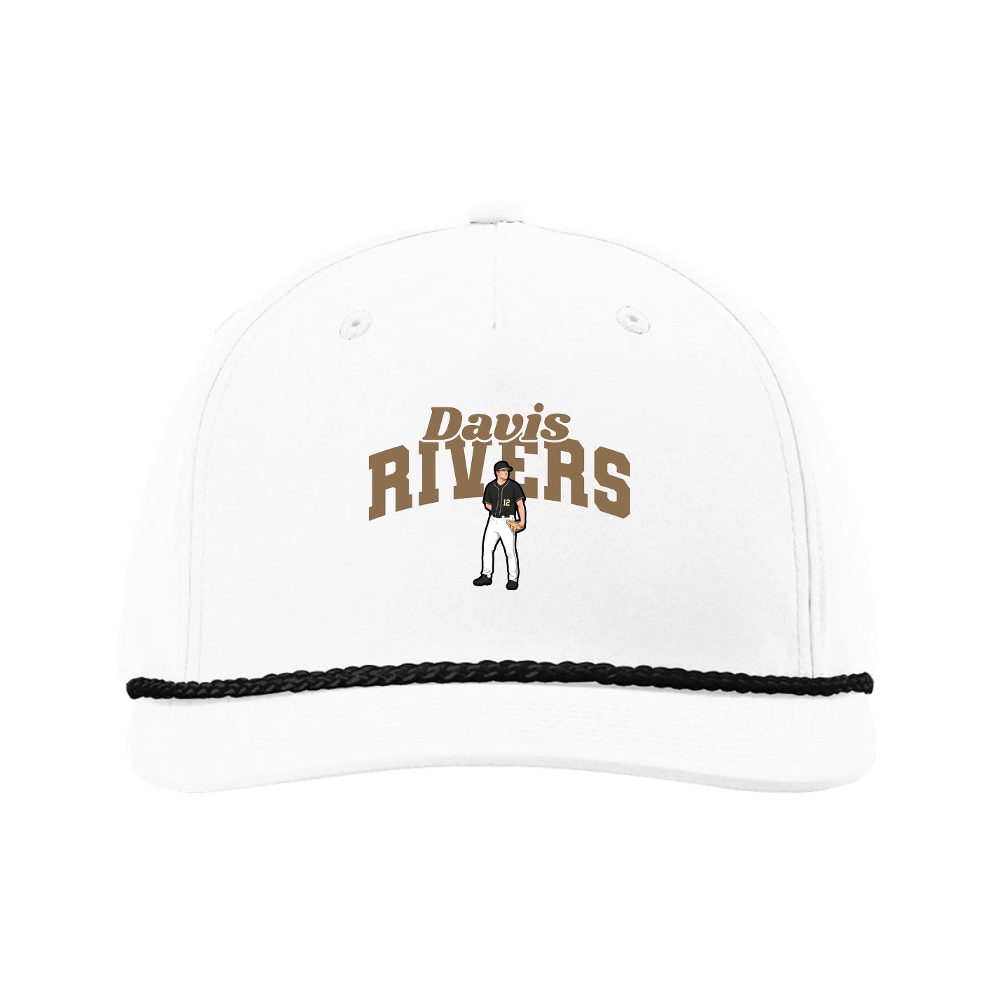 Five-Panel Classic Rope Cap — Signature Arch in White