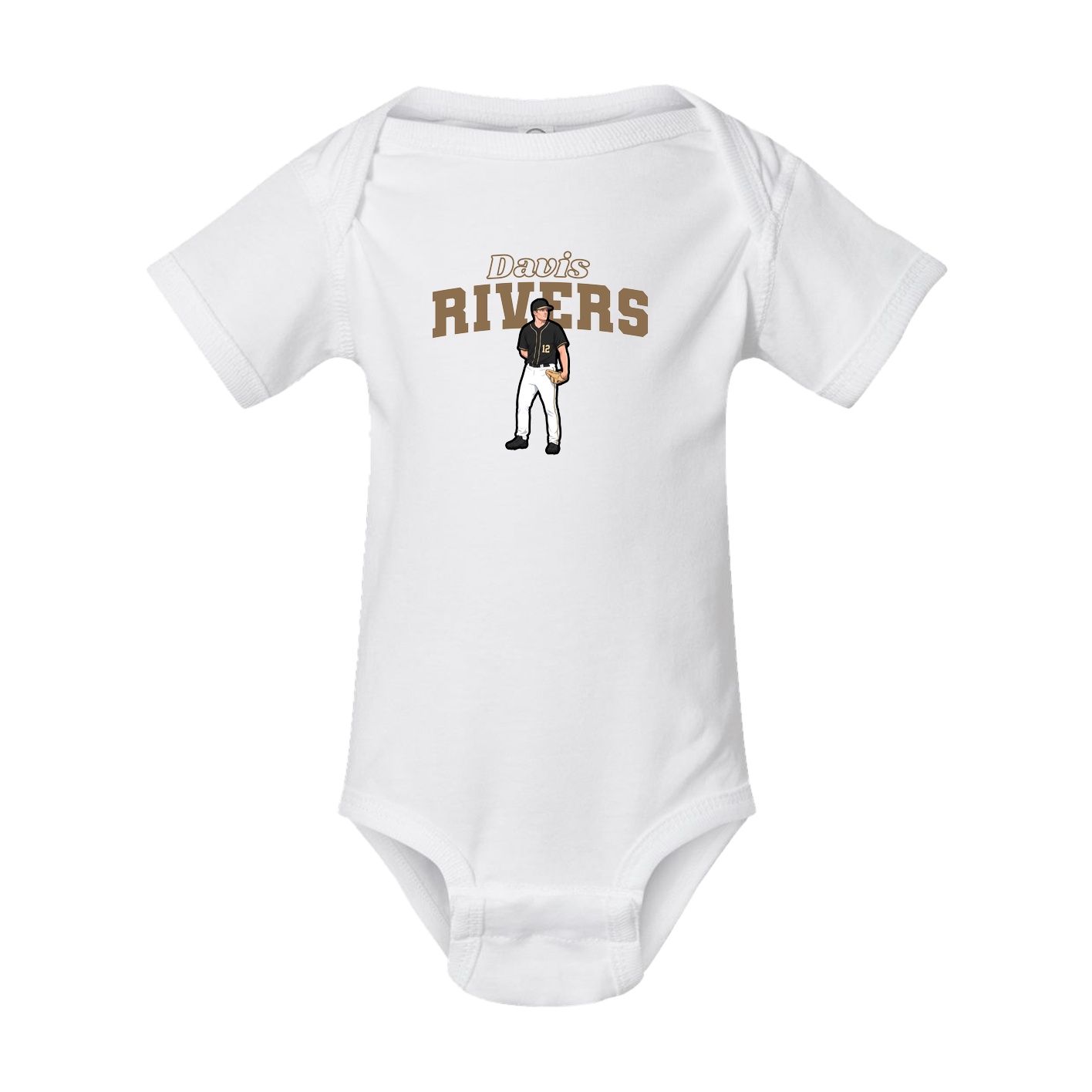 Baby Onesie — Name Arch in White