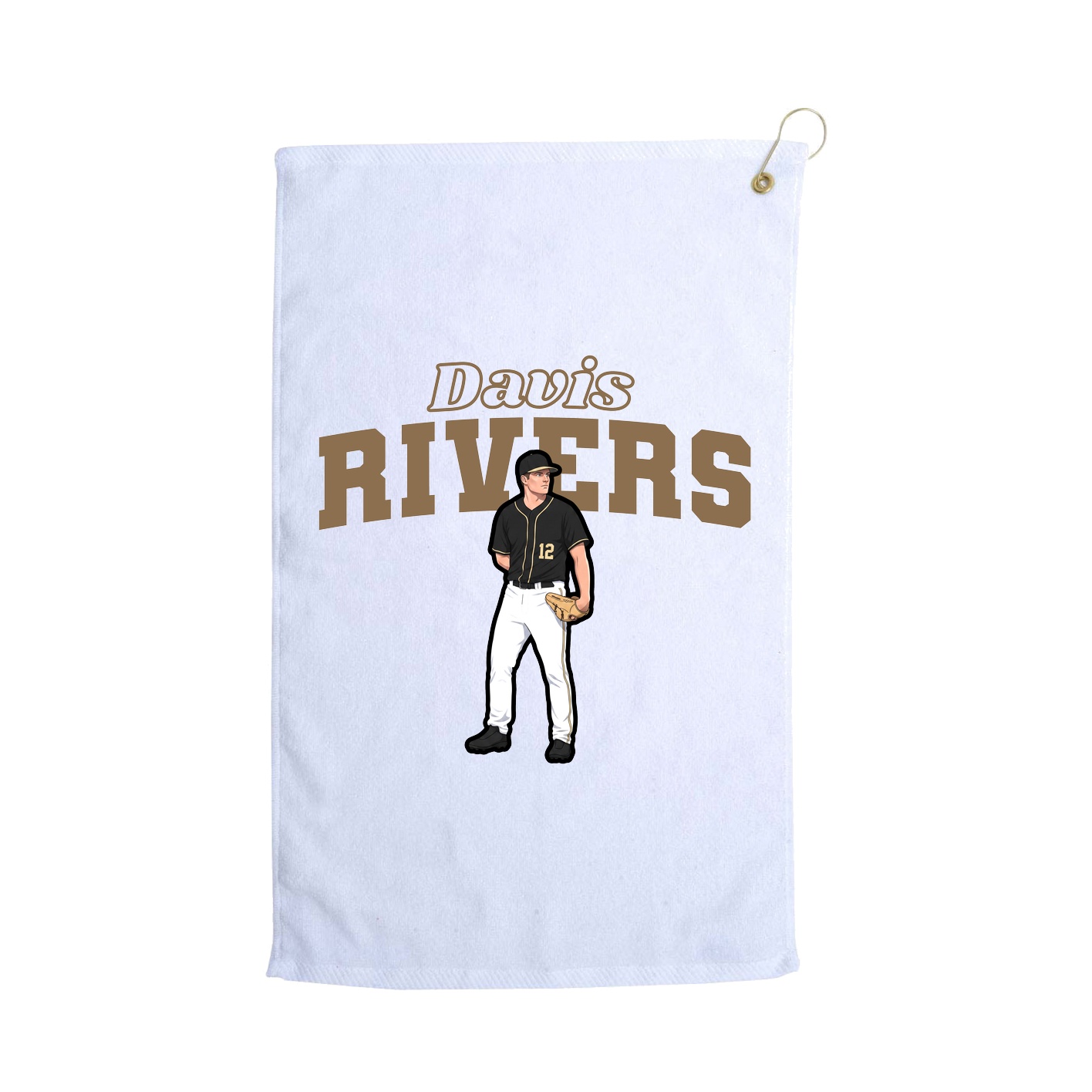 Golf Towel — Name Arch in White